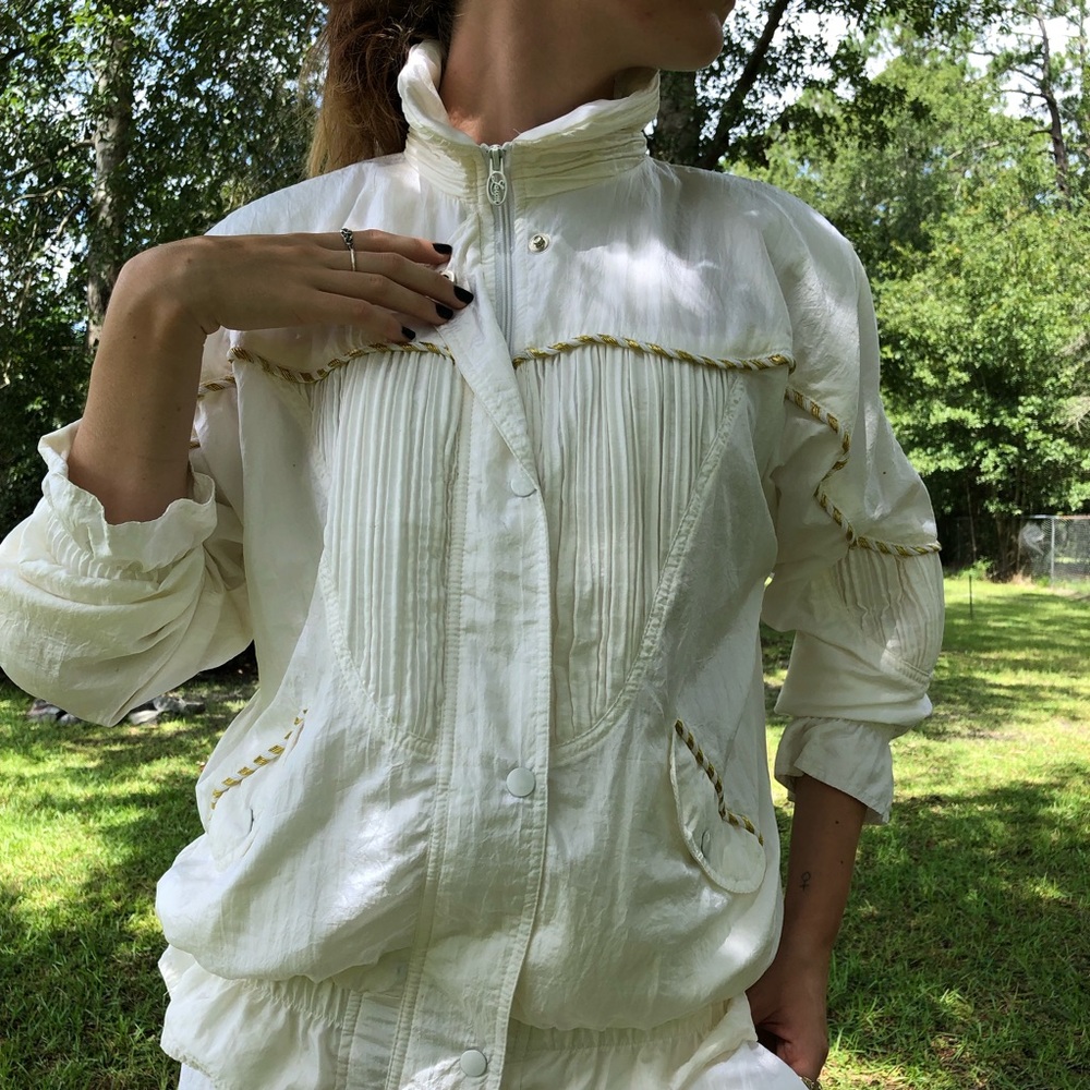 Vintage 80s white & gold tracksuit unisex - Picture 5 of 7